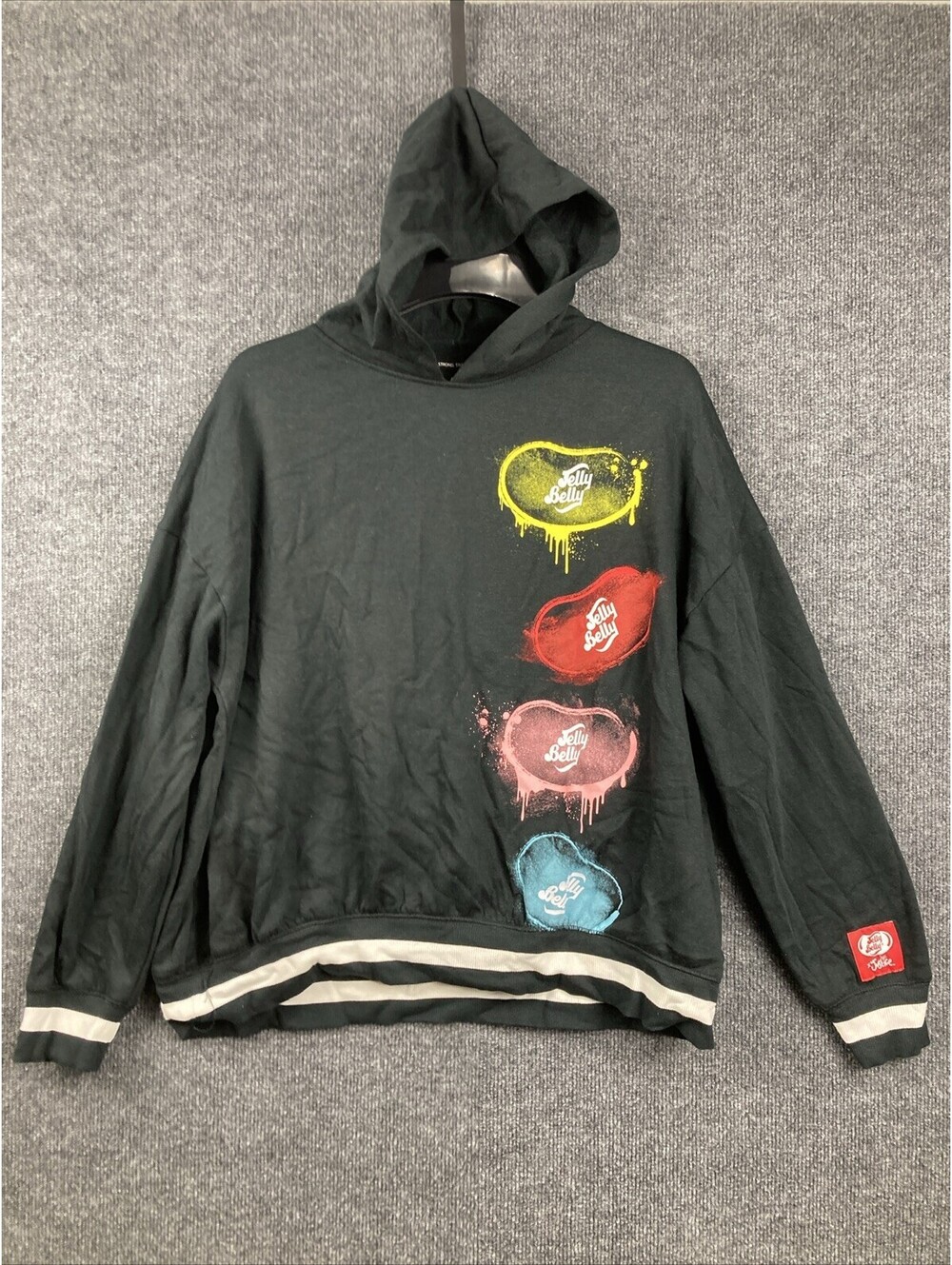 Justice Girls XL Plus (16-18p) Black Jelly Belly Jelly Bean Hoodie Sweatshirt